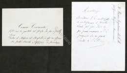 Lotto 2 Biglietti Autografi Del Patriota E Politico Cesare Correnti - 1875 Ca. - Andere & Zonder Classificatie