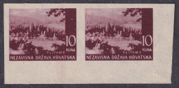 ! Croatia, 1941, Landscapes; 10 Kn, Imperforated Pair (porous Paper) - Croazia