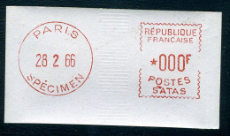 Timbre De Distributeur- Machine à Affranchir - SATAS - SPECIMEN - 000 F Du 28 2 66 Avec Gomme D'origine - Altri & Non Classificati