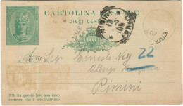 SAN MARINO 1894 C3A INTERO POSTALE 'LIBERTAS VERDE' C. 10 VIAGGIATO CON FRANCOBOLLI ASPORTATI E ANNULLO NON LEGGIBILE - Interi Postali