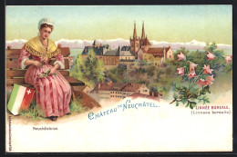 Lithographie Neuchatel, Chateau, Neuchateloise  - Sonstige & Ohne Zuordnung