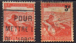 France 1945-1946  Y&T 736 Au Profit Des Tuberculeux: Patient En Sanatorium Et 750 : Idem Avec Surcharge 3F - Usados