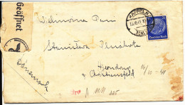 Germany Nazi Censored Cover Sent To Denmark Kappeln 13-10-1941 - Altri & Non Classificati