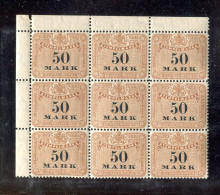 DEUTSCHLAND Stempelmarke "50 Mark" 9er-Block ** (L2420) - Other & Unclassified