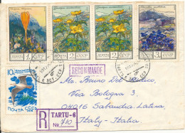 USSR (ESTONIA) Registered Cover Sent To Denmark Tartu 3-12-1976 Topic Stamps - Lettres & Documents