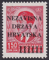 ! Croatia, 1941, 1st Issue, 1,50 Din, - Overprint Variety - Croazia