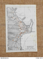 Pianta O Piantina Del 1940 La Città Di Ajaccio O Aiaccio Corsica Francia T.C.I. - Geographische Kaarten