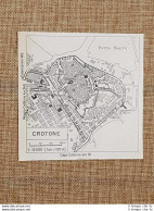 Pianta O Piantina Del 1965 La Città Di Crotone Calabria T.C.I. - Geographische Kaarten