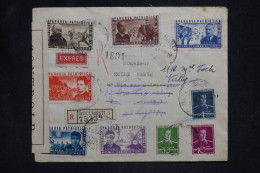 ROUMANIE - Enveloppe En Recommandé De Bucarest Pour Paris, Redirigé Vers Lyon Et Vichy En 1945 Avec Contrôle - L 154046 - Storia Postale