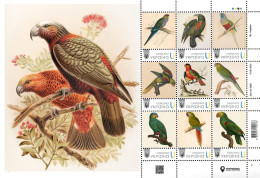 Ukraine 2024, Fauna, Birds, Parrots, Sheetlet Of 9v - Ucraina