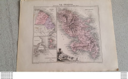 CARTE ATLAS MIGEON 1888  MARTINIQUE GUYANE TERRE NEUVE GRAVE PAR LECOCQ ET BARBIER FORMAT 35 X 27 CM - Geographische Kaarten