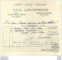 FACTURE 1952 ALIX LECOSSOIS  52 RUE DE MOSCOU PARIS VIII - 1950 - ...