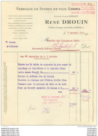FACTURE 1925  R.  DROUIN SUCCESSEUR FABRIQUE DE STORES 29 RUE GRANGE AUX BELLES PARIS X - 1900 – 1949