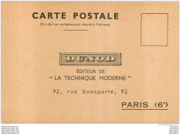 PARIS VI CARTE PUBLICITAIRE DUNOD 92 RUE BONAPARTE EDITEUR DE LA TECHNIQUE MODERNE - District 06