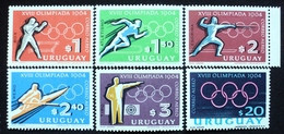 1965 URUGUAY MNH AIR MAIL Yvert A271/276 - JJOO Tokio - Olympic Games - Rings Rowing  Box Athetisme Escrime Aviron Tir - Uruguay