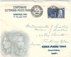 Lettre Du 5 Juin 1949 (centenaire Du Timbre Poste Français) Pour Fontenay S:Bois Seine - Lettres & Documents