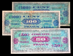 # # # Paar Banknoten Aus Frankreich (France) 50 + 100 Francs 1944 # # # - 1944 Flag/France