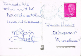 55729. Postal BRULL (Barcelona) 1974. Fechador Azul. Vista San Martin De Brull - Storia Postale