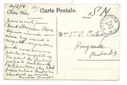 Postkaart Arendonk 20/8/1914 Verstuurd Naar Hoegaarden - Service Militaire. - Zona Non Occupata