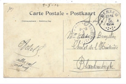 Postkaart Merksem 12/9/1914 Verstuurd Naar Blankenberge - Service Militaire. - Zona Non Occupata