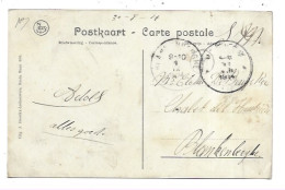 Postkaart Merksem 31/8/1914 Verstuurd Naar Blankenberge - Service Militaire. - Zona Non Occupata