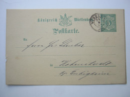 WÜRTTEMBERG , WIDDERN ,klarer Sttemepelauf Ganzsache 1894 - Interi Postali