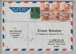 CH Freimarken/Landschaften 1948-09-11 Luzern Luftpostbrief Nach Lukula Belg.Kongo Mit Fr. 1.60 - Covers & Documents