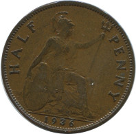 HALF PENNY 1936 UK GRANDE-BRETAGNE GREAT BRITAIN Pièce #AG811.1.F.A - C. 1/2 Penny