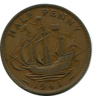 HALF PENNY 1941 UK GRANDE-BRETAGNE GREAT BRITAIN Pièce #BA975.F.A - C. 1/2 Penny