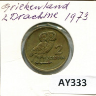 2 DRACHMES 1973 GRÈCE GREECE Pièce #AY333.F.A - Griekenland