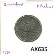 2 DRACHMES 1971 GRECIA GREECE Moneda #AX635.E.A - Griekenland