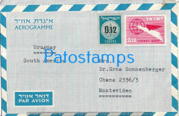 231680 ISRAEL TEL AVIV AEROGRAMME CANCEL CIRCULATED TO URUGUAY POSTAL STATIONERY C/ ADDITIONAL NO POSTCARD - Otros & Sin Clasificación