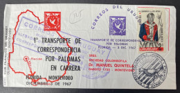 Uruguay Lettre 1er Vol Florida / Montevideo Voyage Par Pigeon 1967 , Colombophilie - Uruguay