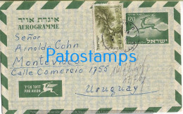 231684 ISRAEL AEROGRAMME CANCEL CIRCULATED TO URUGUAY POSTAL STATIONERY C/ ADDITIONAL NO POSTCARD - Otros & Sin Clasificación