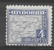 Andorra  1953. Mapa 4 Pta Ed 56 (**) - Ungebraucht