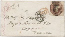 GRANDE BRETAGNE - 10 PENCE EMBOSSED MARGE SUR LETTRE DE LONDRES POUR PARIS, 1851 - Covers & Documents