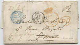 GRANDE BRETAGNE - ADMIRALITY + PAID SUR LETTRE AUTOGRAPHE DE L'AMIRAL HOPE POUR PARIS, 1856 - ...-1840 Vorläufer