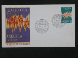 DS8 ANDORRA LETTRE FDC 1972   +AFF. INTERESSANT+++ - Lettres & Documents