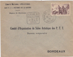 Semaine Nationale Victimes De La Guerre Des P.T.T. 1945 Sur Lettre De Bordeaux - Lettres & Documents