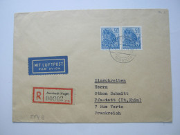 1960 , 50 Pfg. Jahresplan Im Paar Auf Ausl. R- Luftpostbrief ,mit Ankunftstempel - Storia Postale