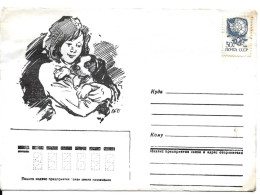 UNION SOVIETIQUE / CCCP - Petite Fille Et Son Chien - Ancienne Enveloppe Illustrée Provenant De Russie - Timbre De 1988 - Brieven En Documenten