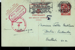Carte Obl. N° 116.I.FN. Obl. BXL 09/11/1940 + Censure 3* Reich - Cartes Postales 1934-1951
