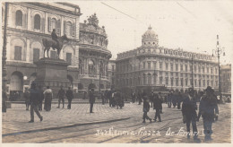 GENOVA-PIAZZA DE FERRARI-BELLA E ANIMATA CARTOLINA VERA FOTOGRAFIA-NON VIAGGIATA 1925-1935 - Genova (Genoa)