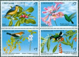 URUGUAY 1999 - Oiseaux Et Fleurs - Flowers And Birds - Se Tenant - Hummingbirds