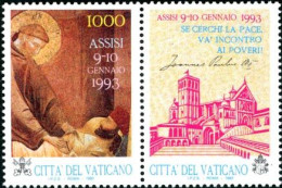 VATICAN 1993 - Assise - Paix En Europe - 1 V. + Vignette - Unused Stamps