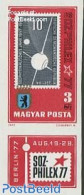 Hungary 1977 Sozphiilex 1v+tab Imperforated, Mint NH, History - Transport - Coat Of Arms - Stamps On Stamps - Space Ex.. - Neufs