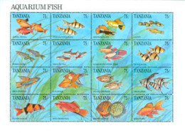 TANZANIE 1991 - Poissons D'aquarium - 16 V. En Feuillet - Tanzania (1964-...)