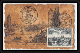 48930a Poste Aérienne PA N°20 Congrès Upu Paris 1951 Musée De Cluny France Carte Maximum Paris 15ème Sciècle Parchemin - 1940-1949