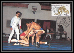4269/ Carte Maximum France N°2482 Championnats Du Monde Lutte Wrestling Clermond-Ferrand édition Castelet Fdc 1987  - 1980-1989