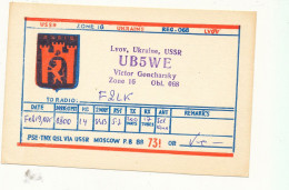 R 636 / CARTE RADIO AMATEURS     LVOV UKRAINE USSR  U B 5 W E. - Amateurfunk